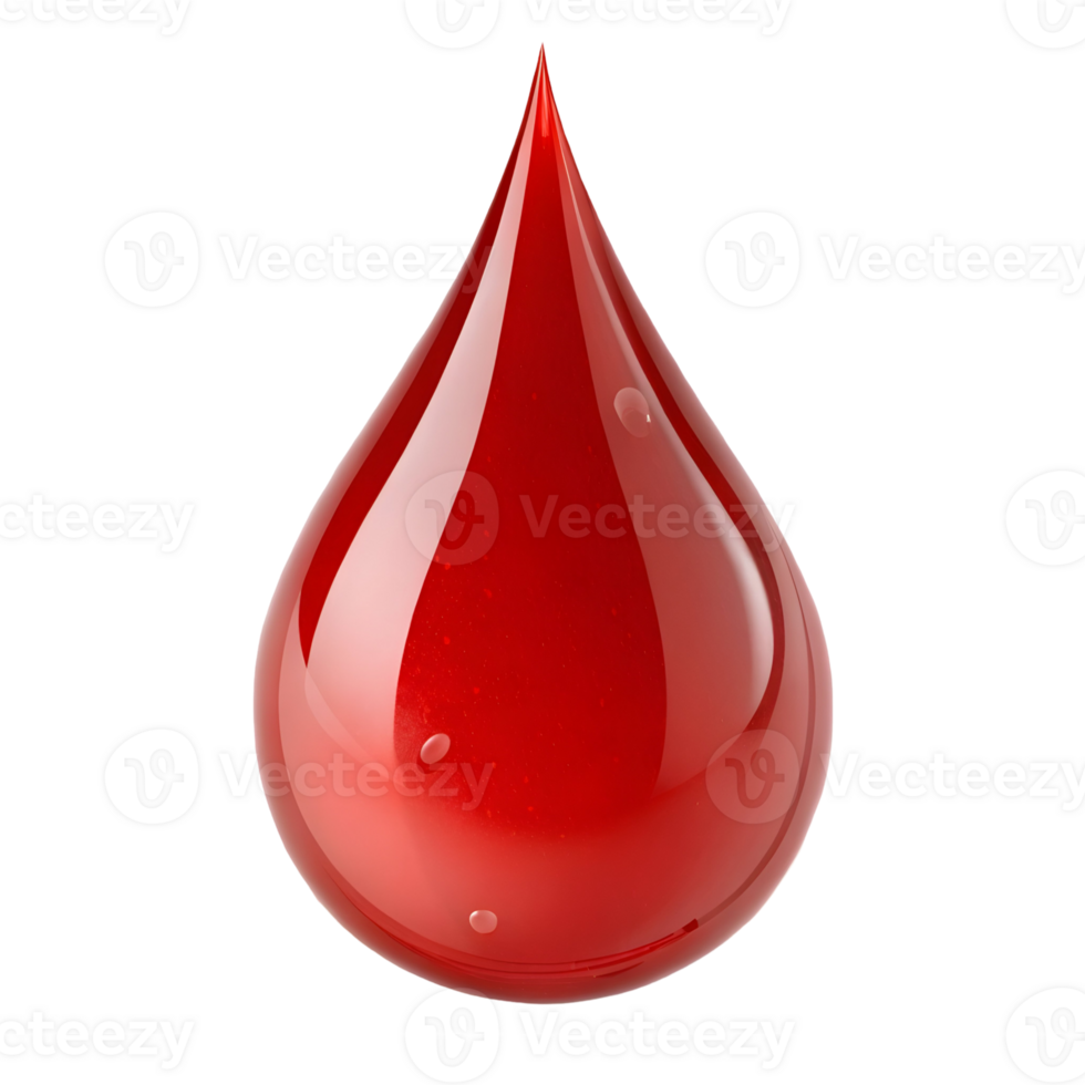 Shiny Red Water Drop Isolated on Transparent Background png