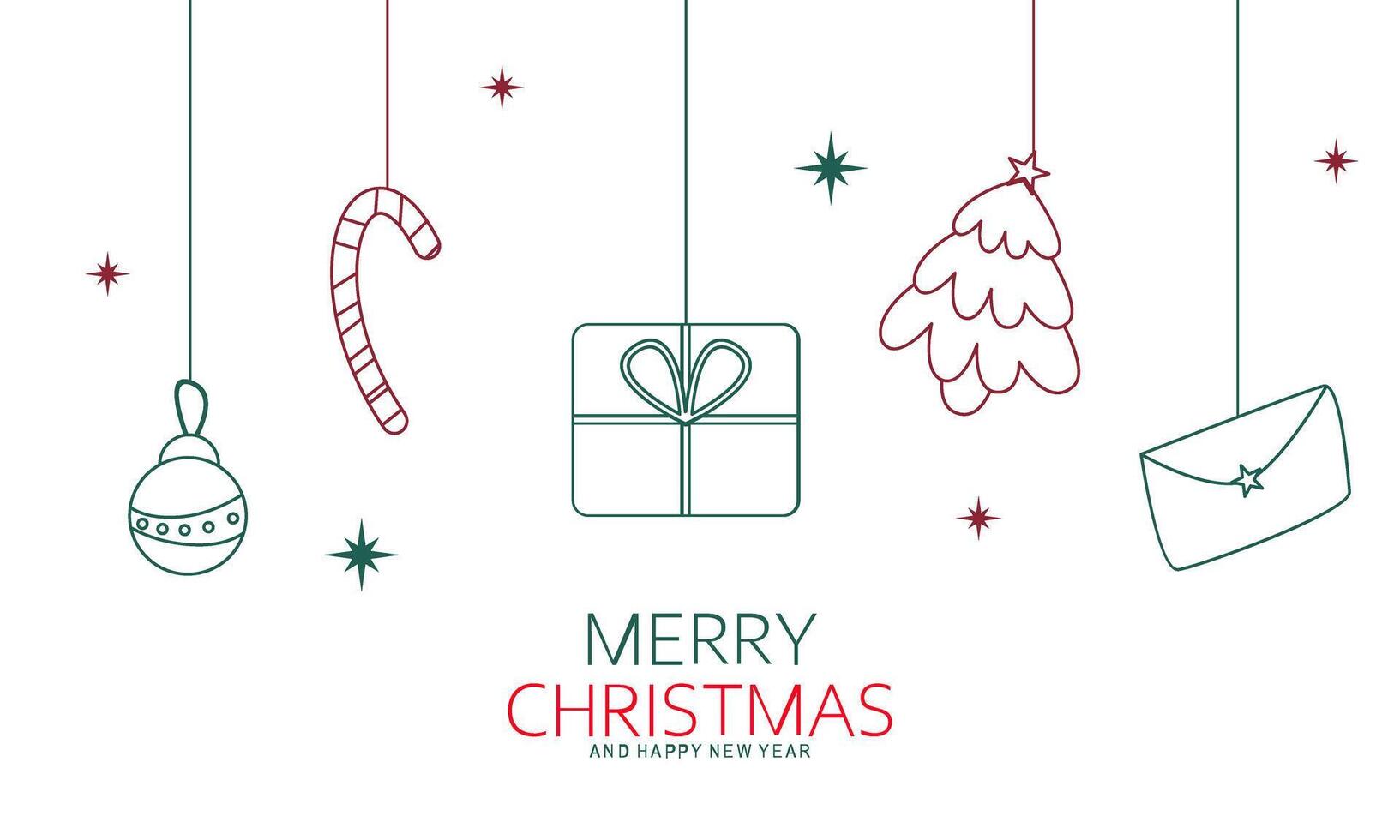 Background with hanging christmas ornaments vector