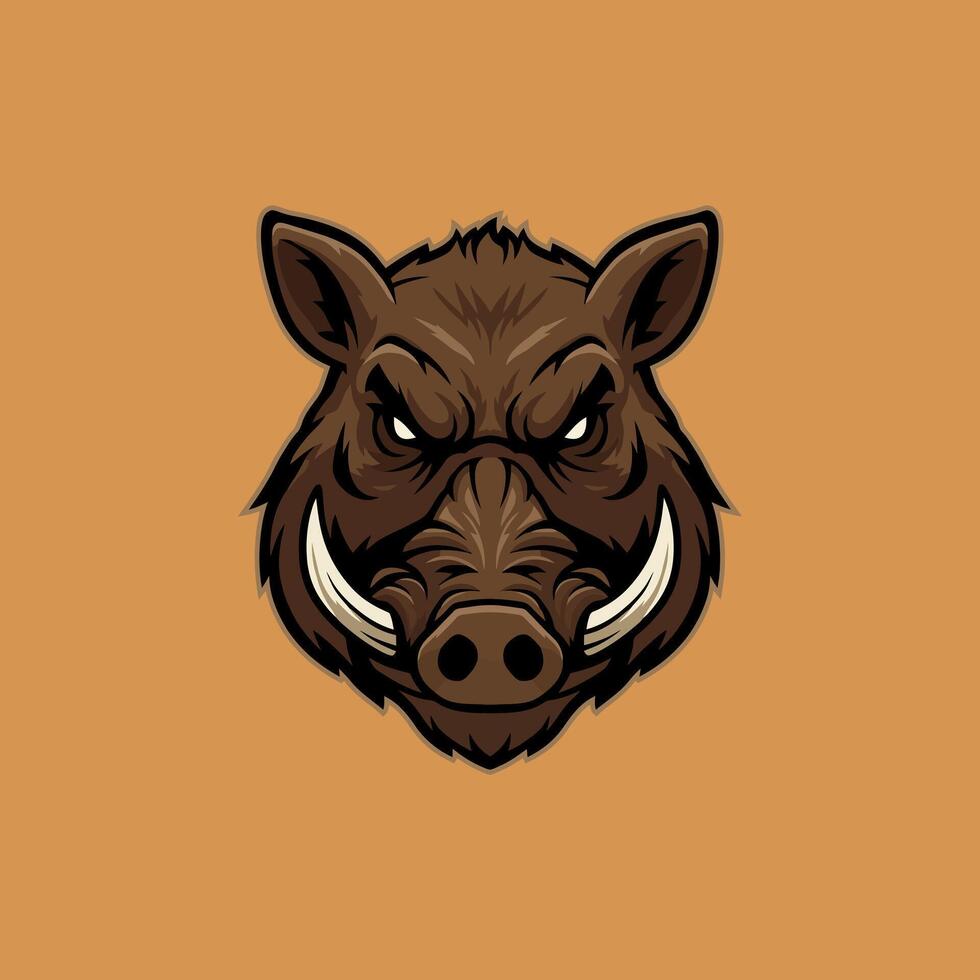 A stylized illustration of a wild boar head, fierce and powerful, suitable as a mascot or logo. vector