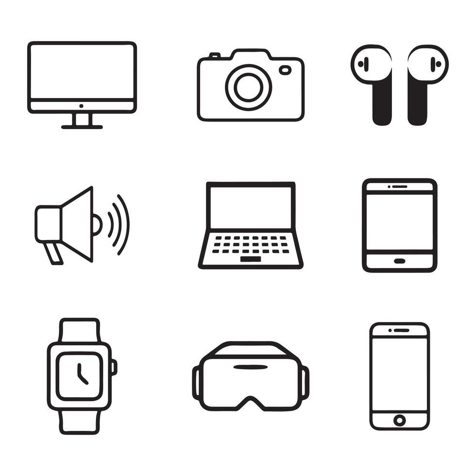 Smart devices and gadgets icon pack vector