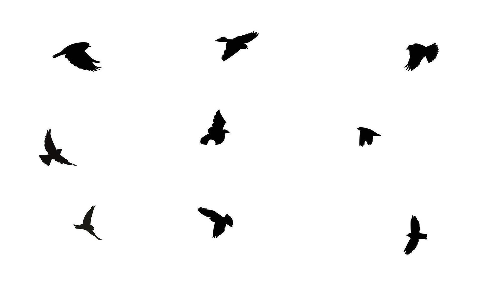 Flying Snowfinch Bird Silhouette Collection vector