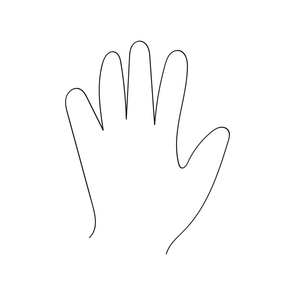 Outline drawing of an open hand, minimalistic design on white background vector