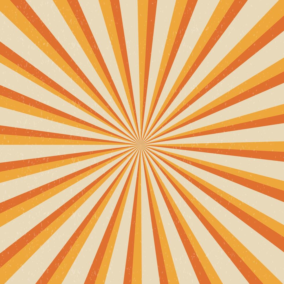 Retro sunburst pattern with orange and cream radial lines vector
