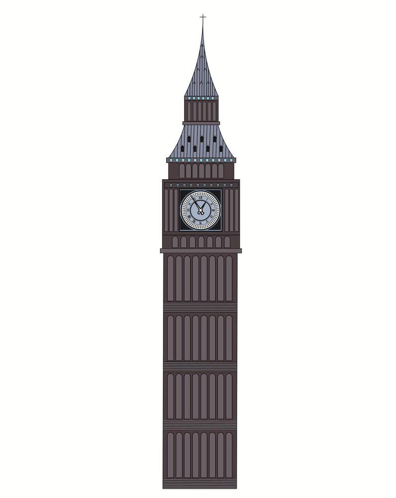 Illustration of Big ben tower. London parliament square. Big ben icon tower .Big ben sketch with colors vector