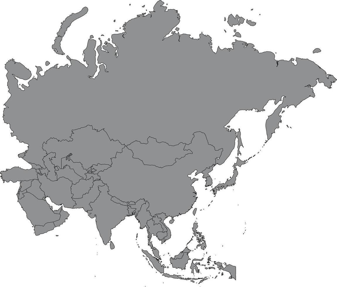 A map of isolated continent Asia. Map of Asia illustration on white background. Asia map on white background. Political map of the Asia continent for infographic and education. vector