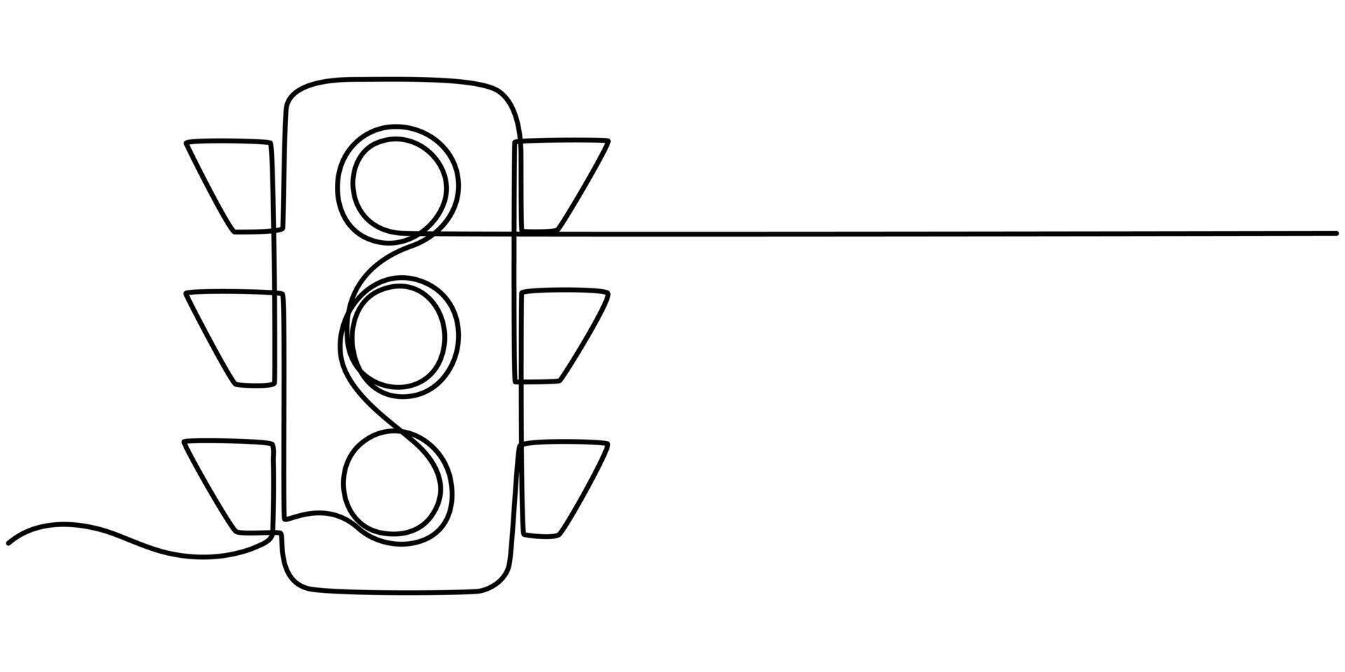 Traffic light icon one line continuous drawing vector