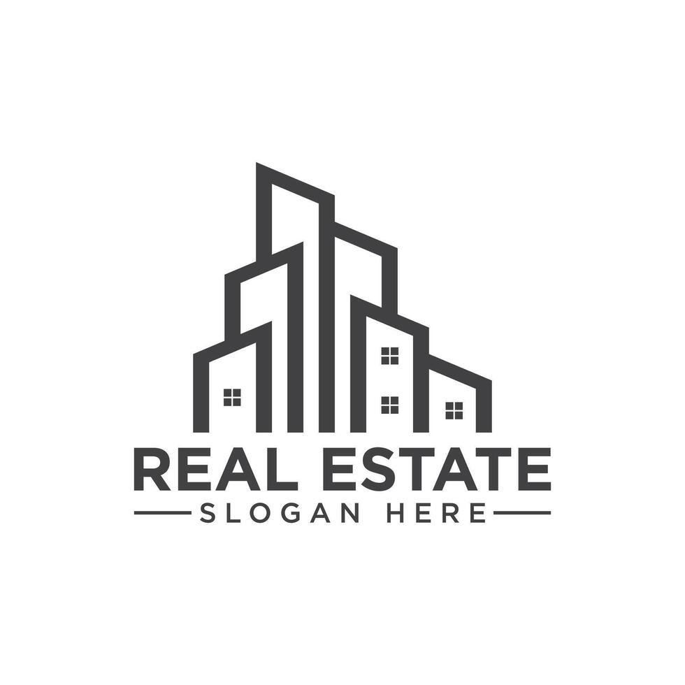 Black House Logo Layout Real Estate ai Logo Building symbol Real estate design element Interior Line Luxury logo design Illustration graphic house building logo design Home property logo vector
