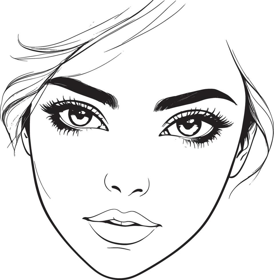 Elegant Cute Lady Face Icon for Stylish Design vector