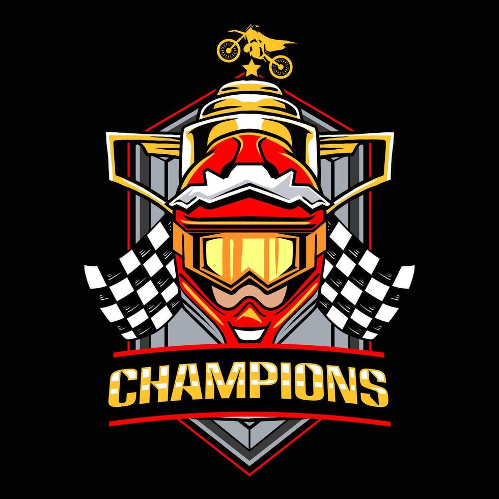 Motocross Championship Badge Logotype Illustration for sticker emblem t-shirt banner invitation poster vector