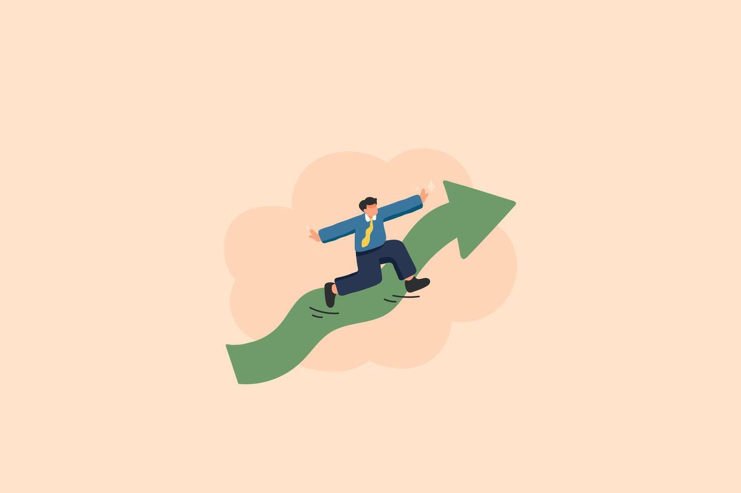 Business and Finance growth, promotion, arrow illustration. Symbolizing Financial Growth or Career Advancement. vector