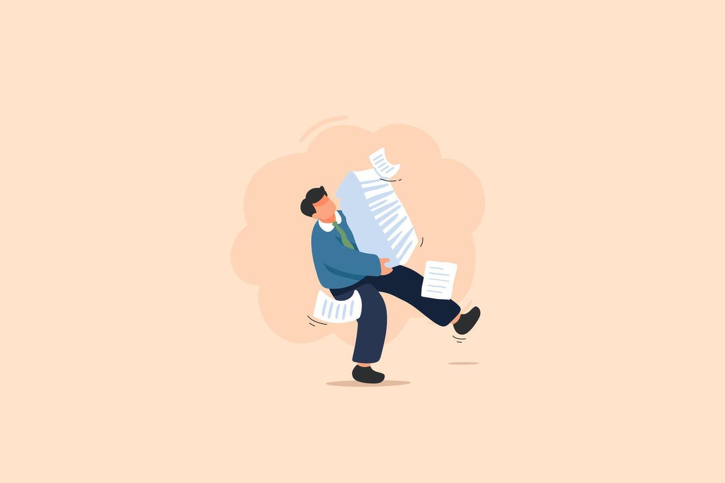 Work and Employment stress, overwhelmed, paperwork Illustration vector