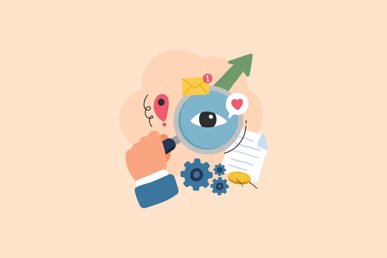 Marketing and Advertising search, find, SEO illustration vector