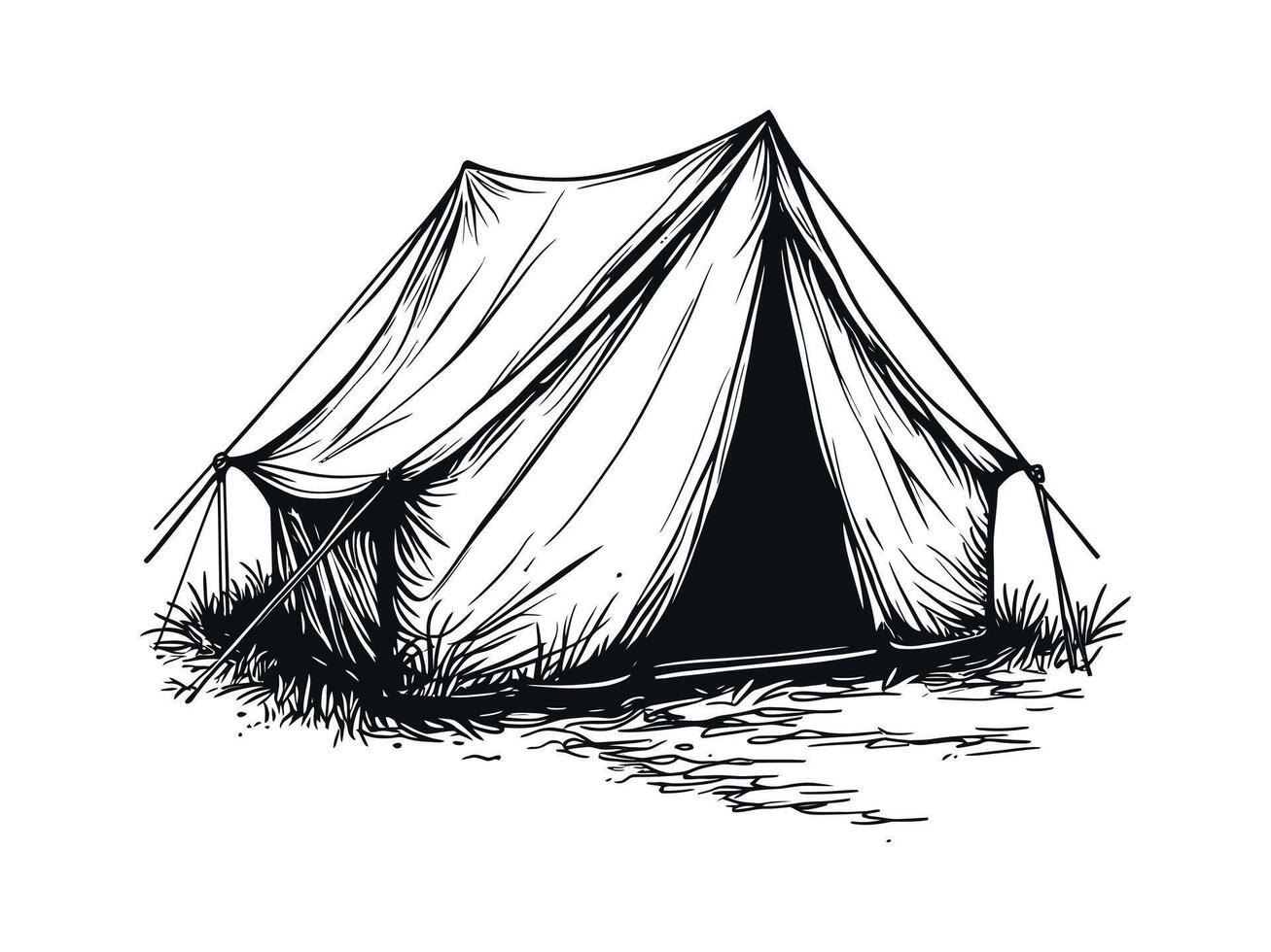 camping or hiking tent illustrations, camping or hiking tent Silhouette isolated on white background vector
