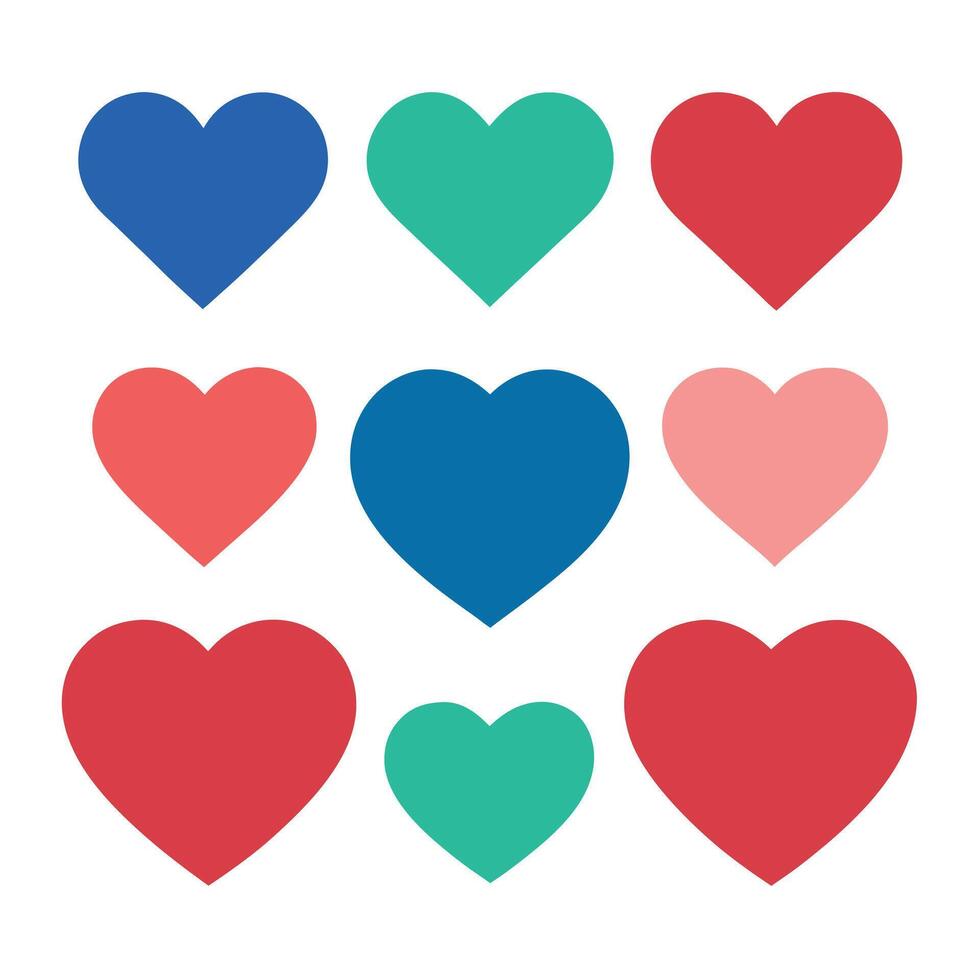 A set of hearts shape in different colors vector