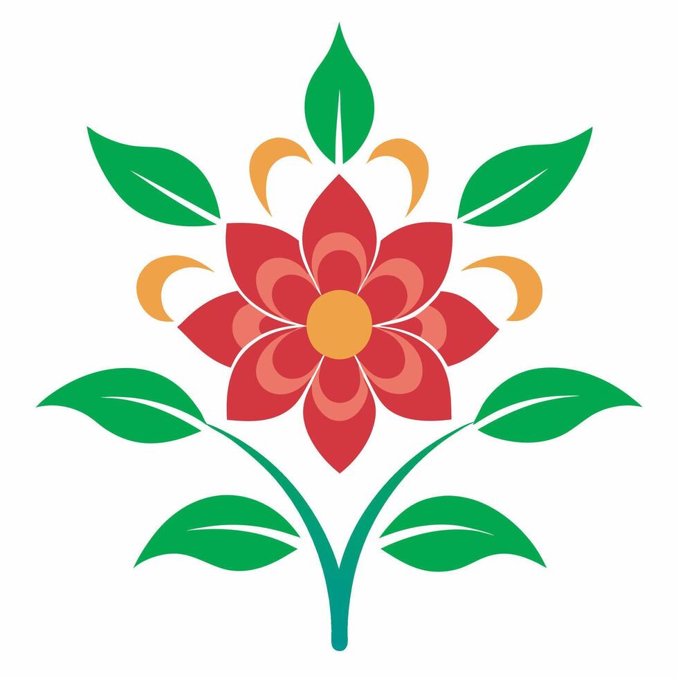 A flower with green leaves on a white background vector