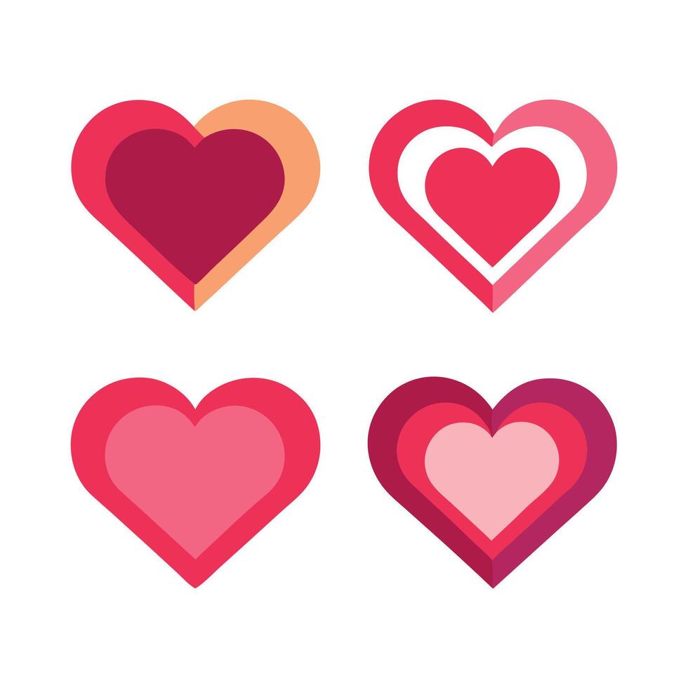 Four different heart shapes on a white background vector