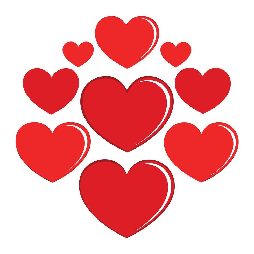 A group of red hearts shape on a white background vector