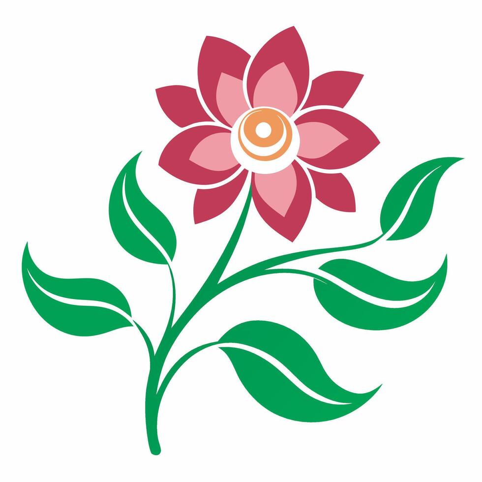 A flower with leaves on a white background vector