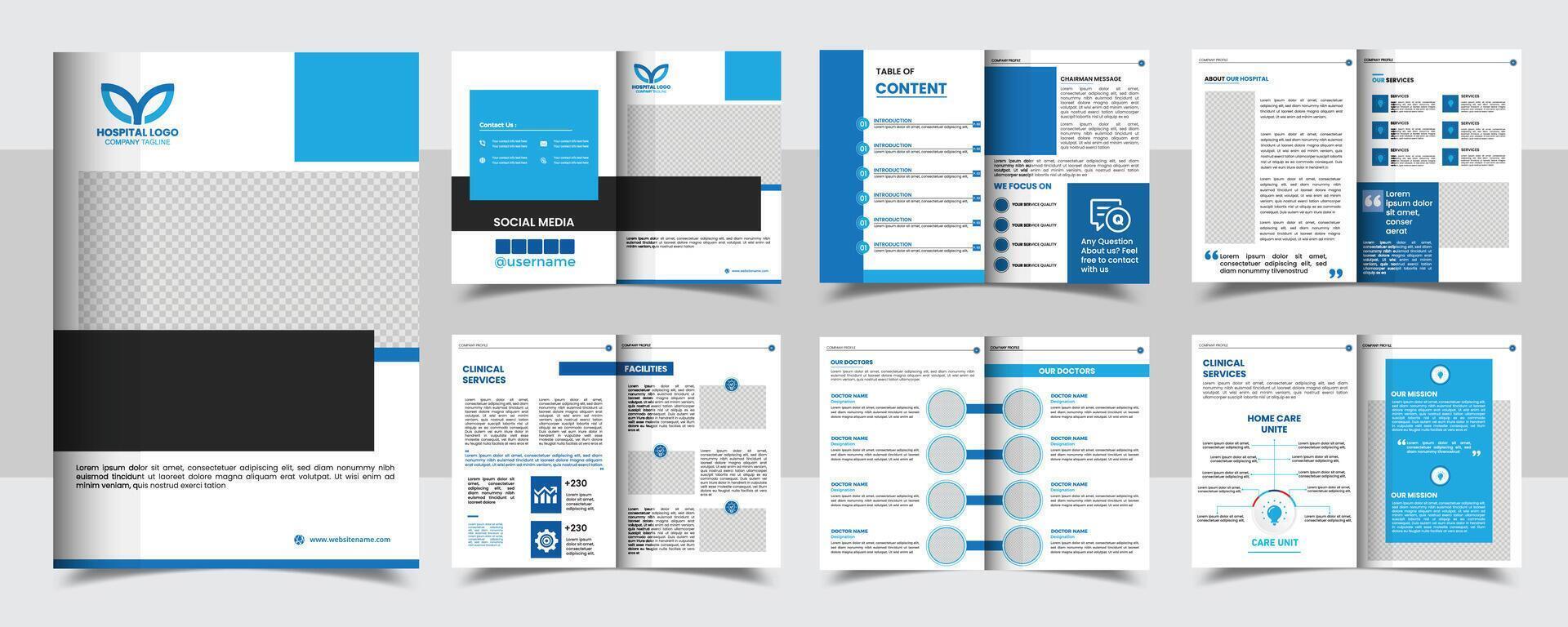 medical brochure template, Healthcare annual report, Hospital business profile template layout a4 size vector