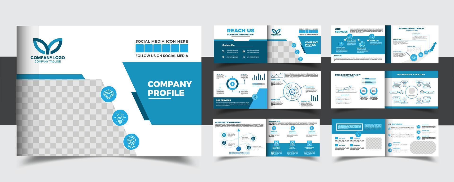 Business info graphic template, Landscape Company profile design, Business Visualization Design vector