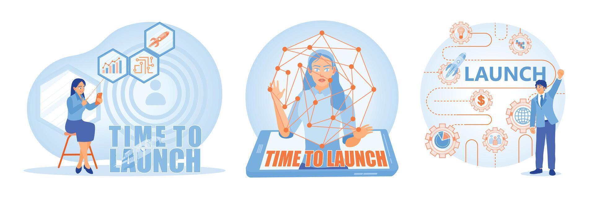 Business innovation and launch planning concepts illustrated in modern design. vector