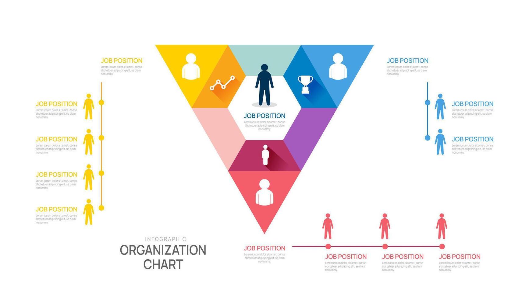 organization chart Infographic triangle template for with business avatar icons. illustration. vector