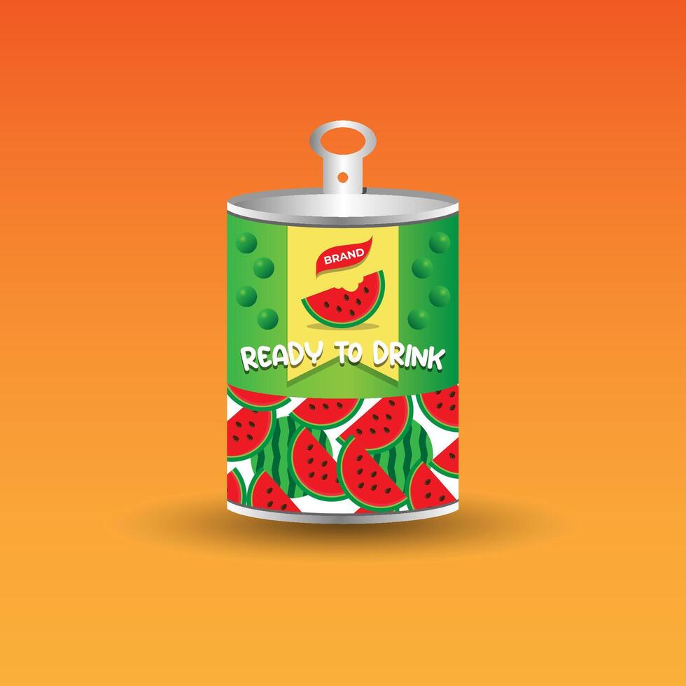Watermelon juice realistic icon packaged design. Colorful packaged watermelon juice element. vector