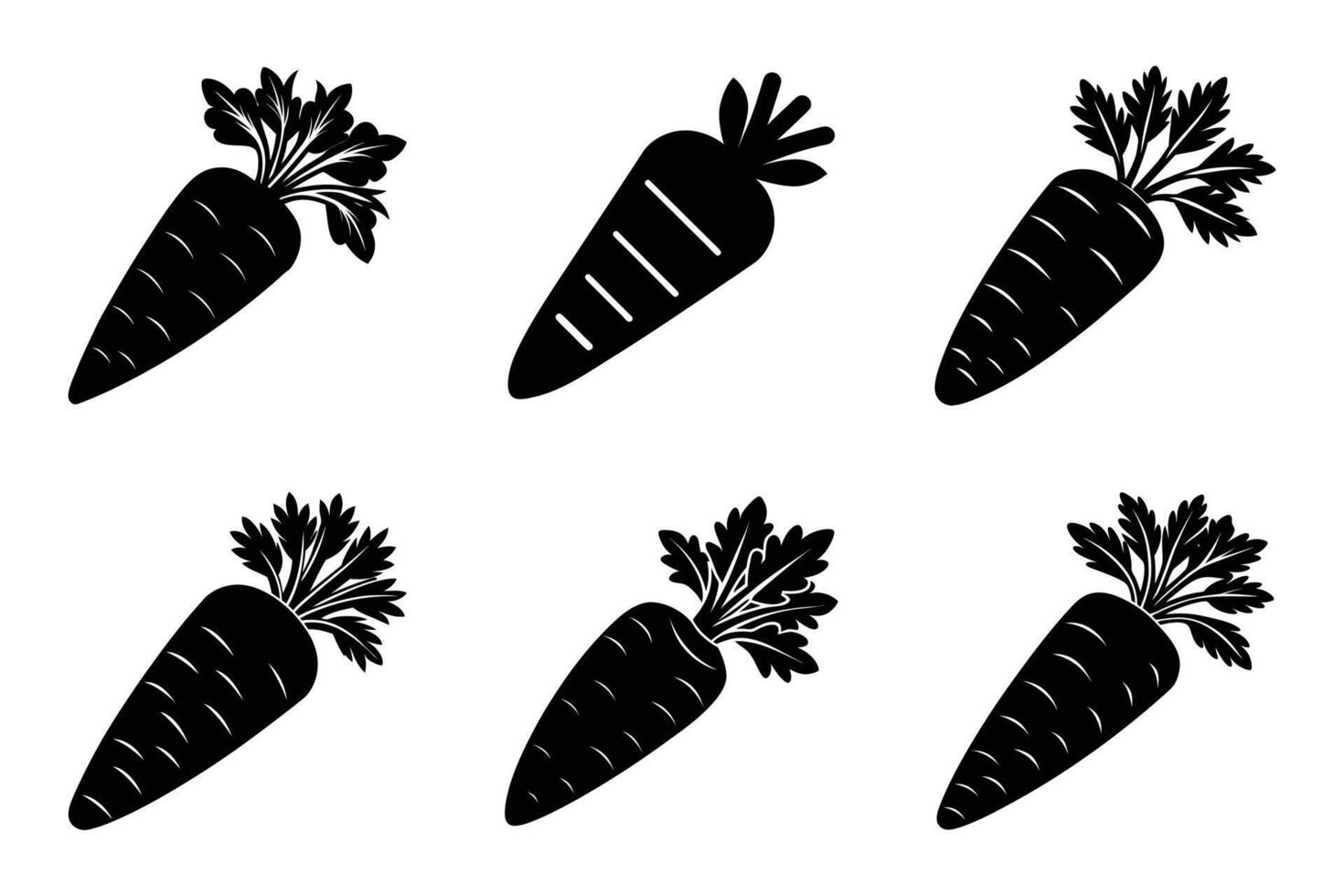 Carrot outline silhouette icon set on white background vector