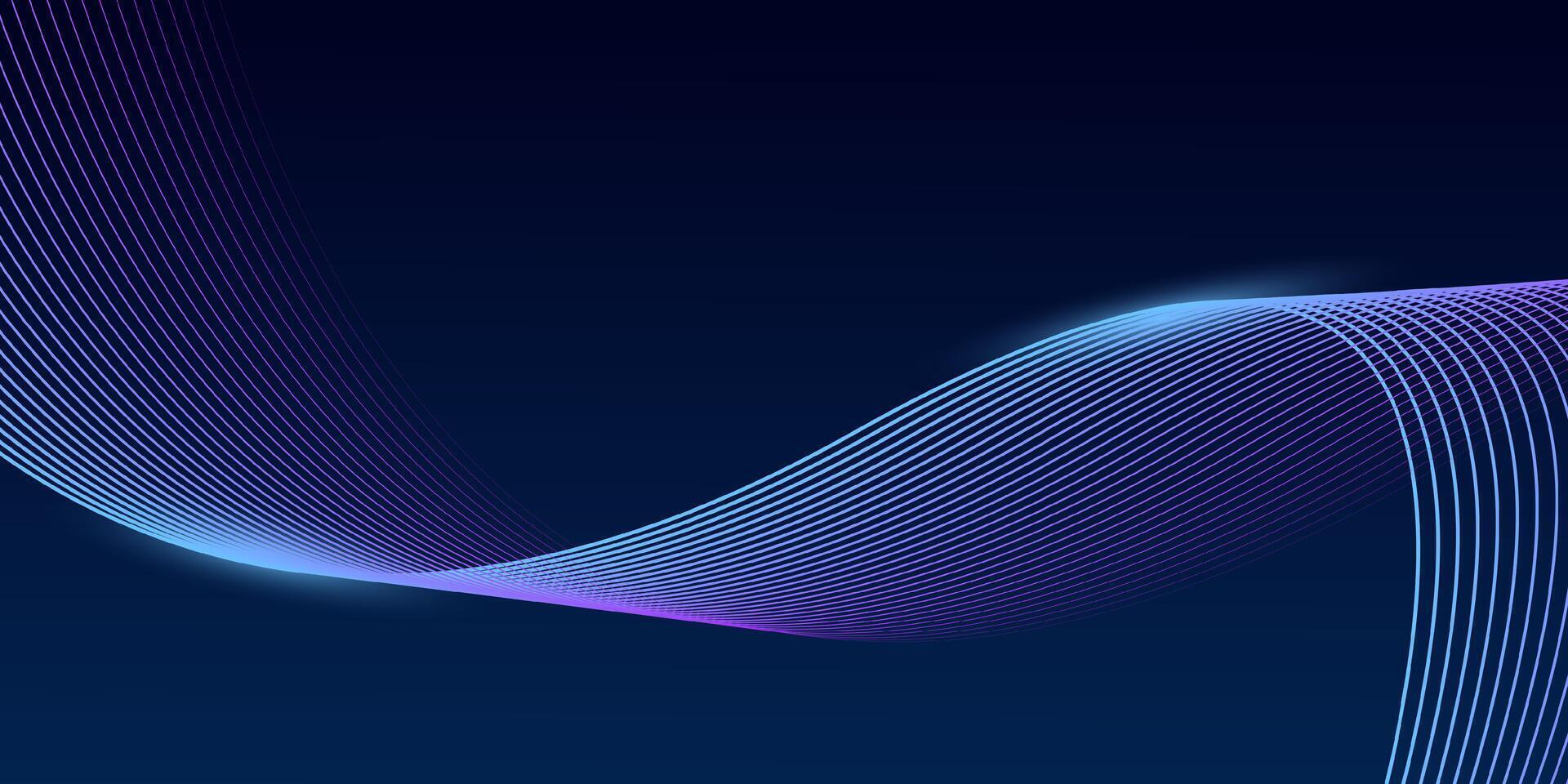 Abstract dark blue background with dynamic wave lines. Futuristic technology concept vector