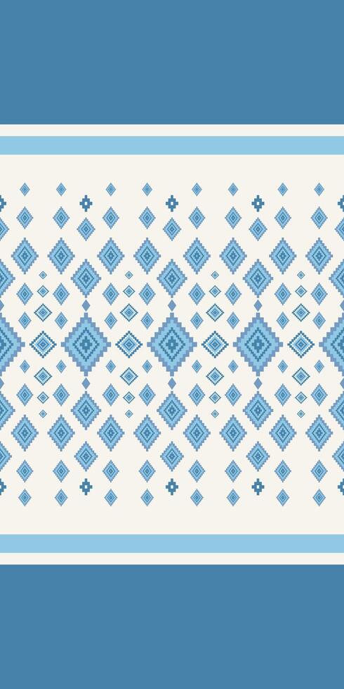 Traditional Royal Motif Sparkling Blue Embroidery Handicraft Silk Pattern. Blue Weaves Homespun on Beige Background. Delicate Detailed Ethnic Chevron Border for Decoration Textiles Texture Rich vector