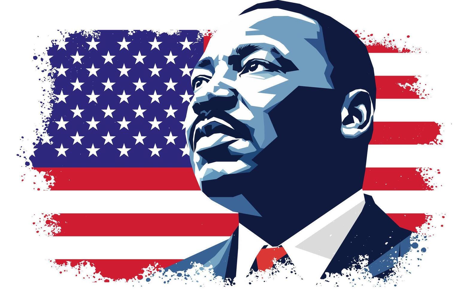 Martin Luther King Jr Tribute with American Flag vector