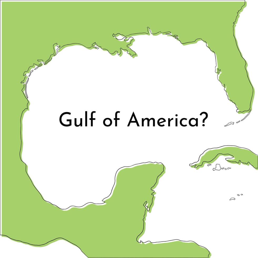 Gulf of Mexico or Gulf of America stylized map illustration with text. vector