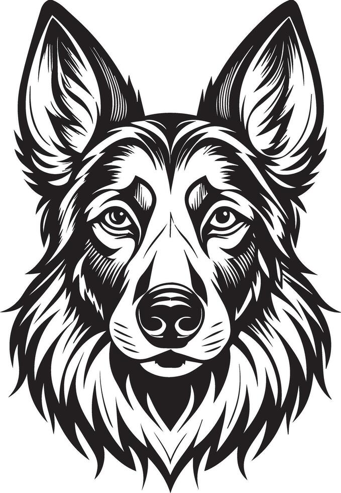 Minimalist Black German Shepherd Outline Stylish Canine Art for Pet Enthusiasts vector