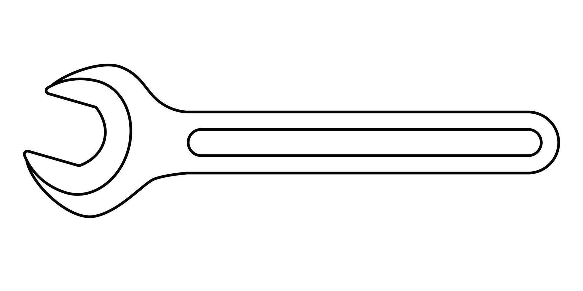 wrench, black and white illustration of hand tool spanner, white background vector
