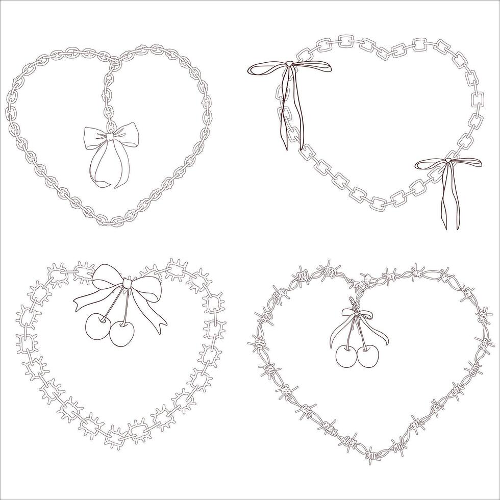 Whimsical Heart Frame Designs Set vector
