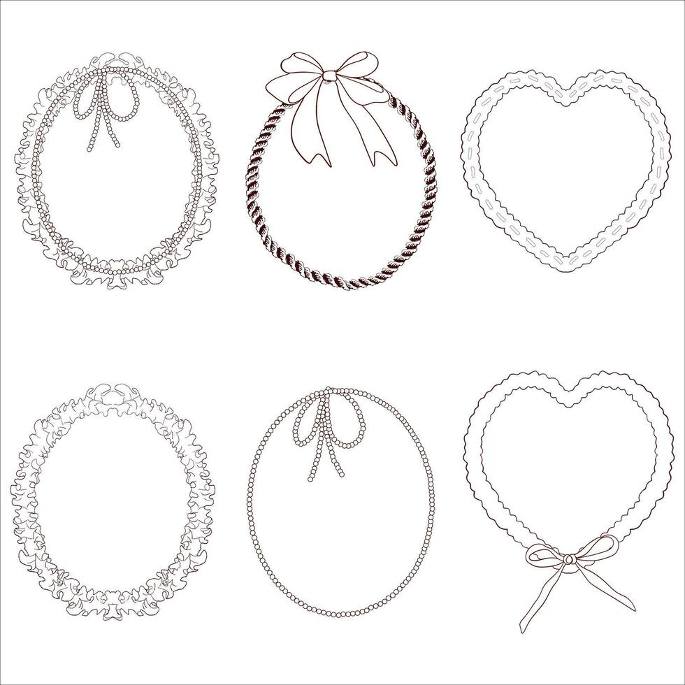 Elegant Oval and Heart Frame Set vector