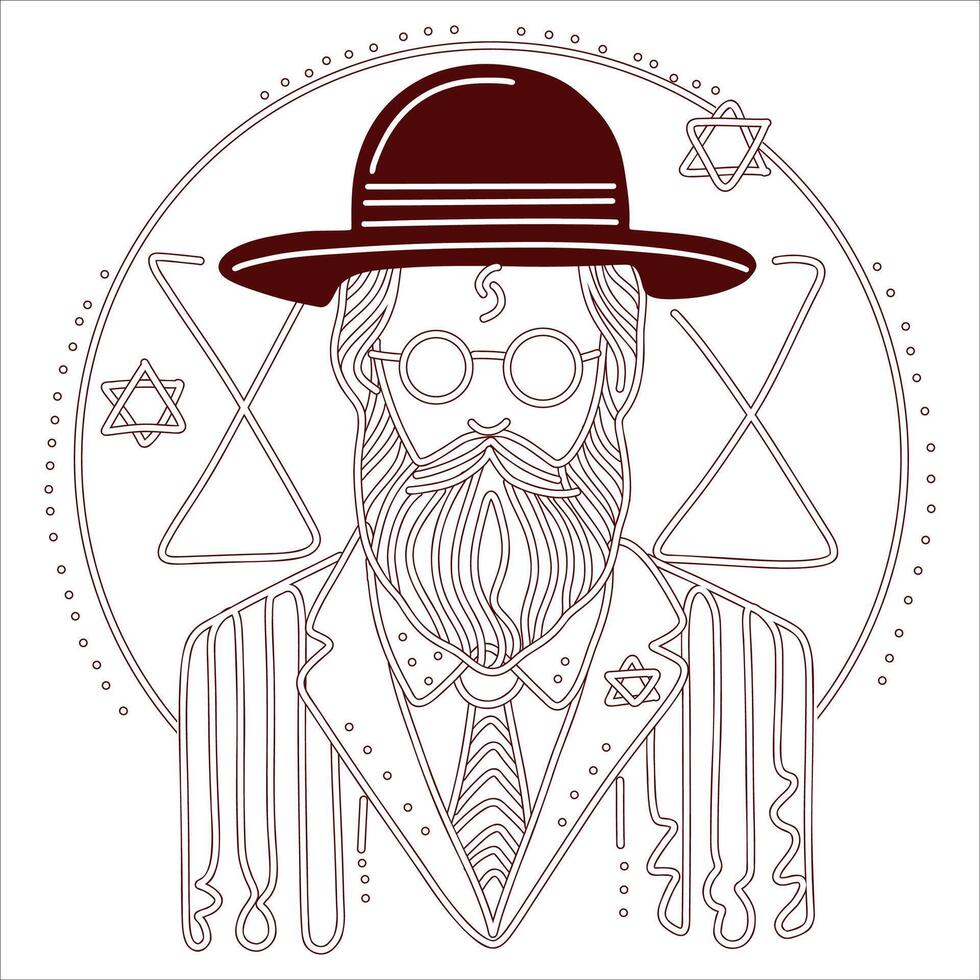 Rabbi with Traditional Symbols Illustration vector