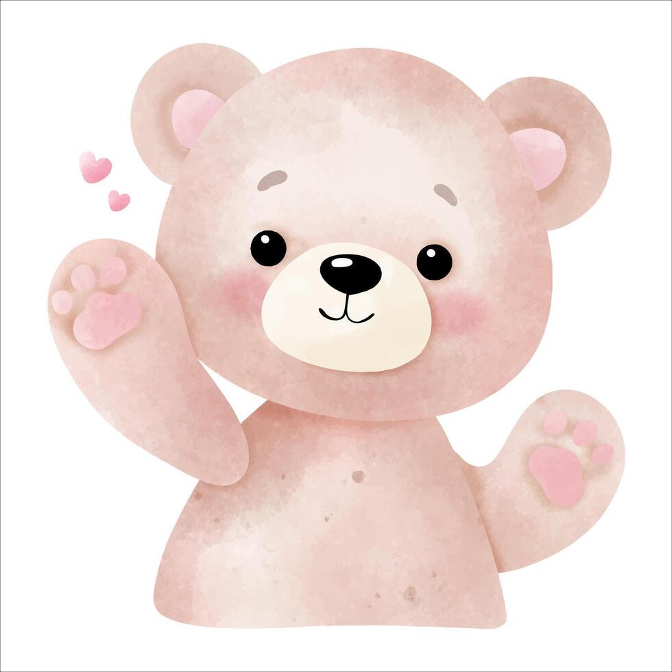 Adorable Teddy Bear Waving with Love vector
