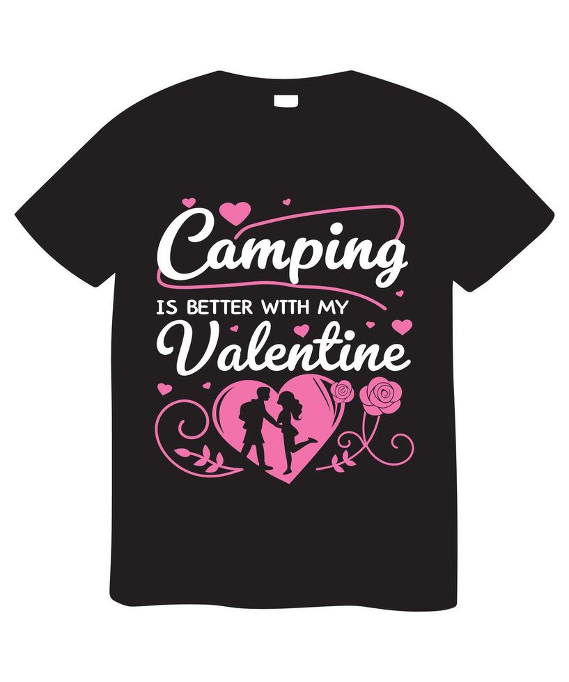 Funny Valentine's Day Camping T shirt Design Featuring a Couple vector