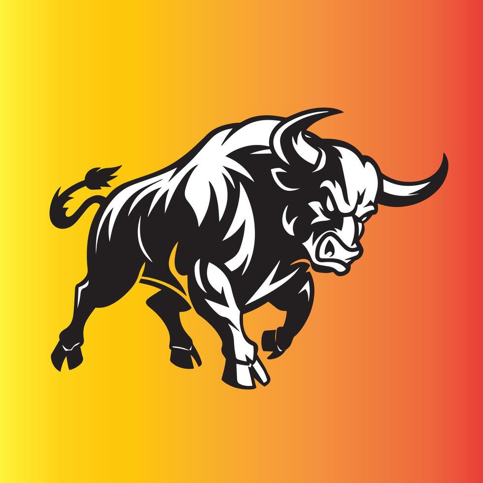 bull on a Orange and Red background vector