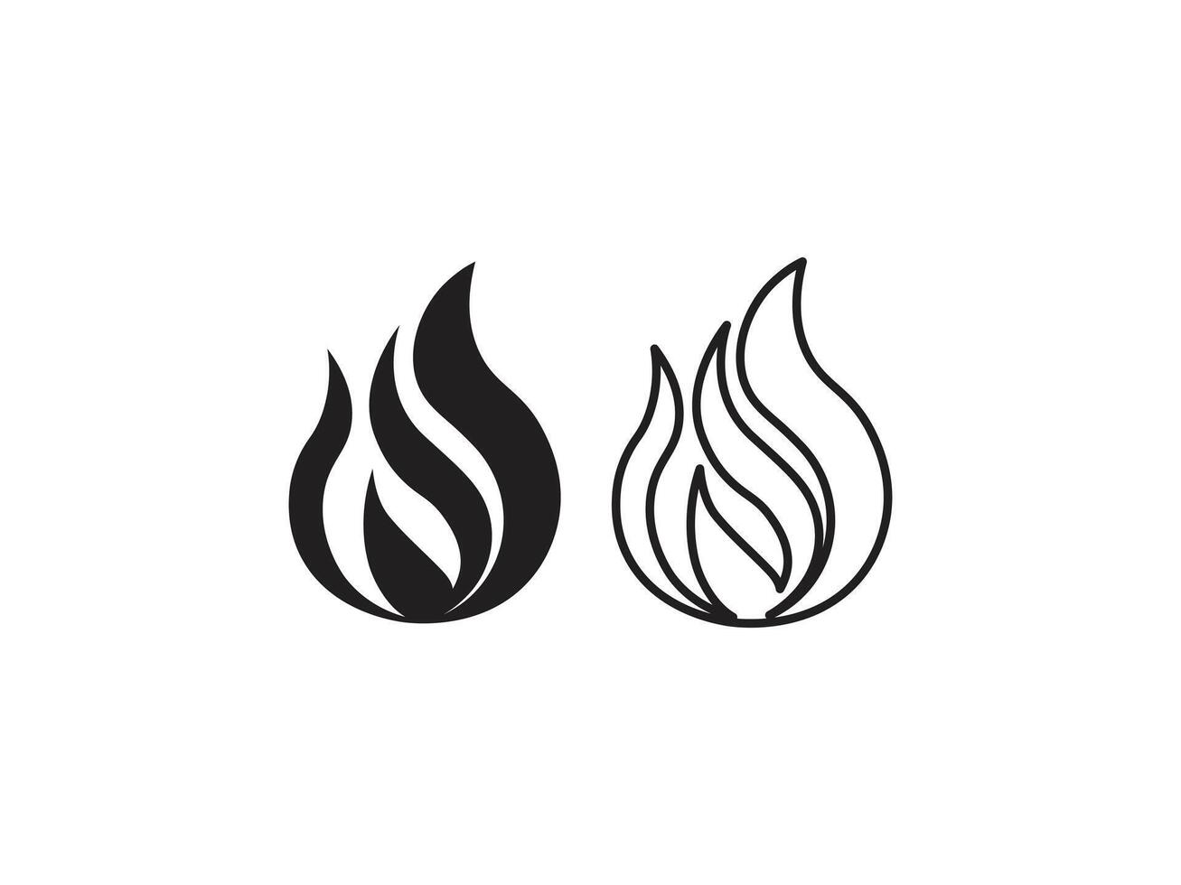 Fire icon illustration with two different style on white background vector