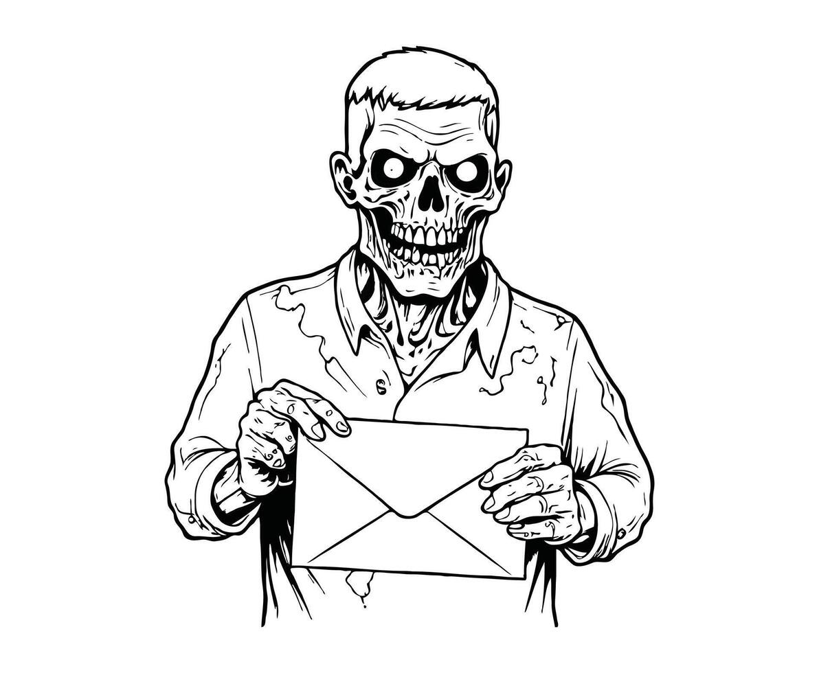 Zombie Valentine's Day Coloring Page vector