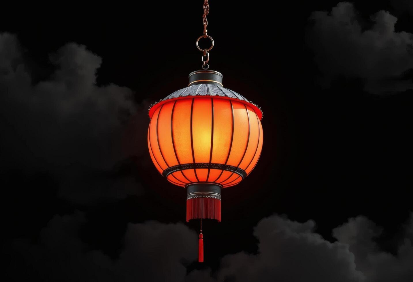 Glowing Chinese Lantern Night Sky Elegance photo