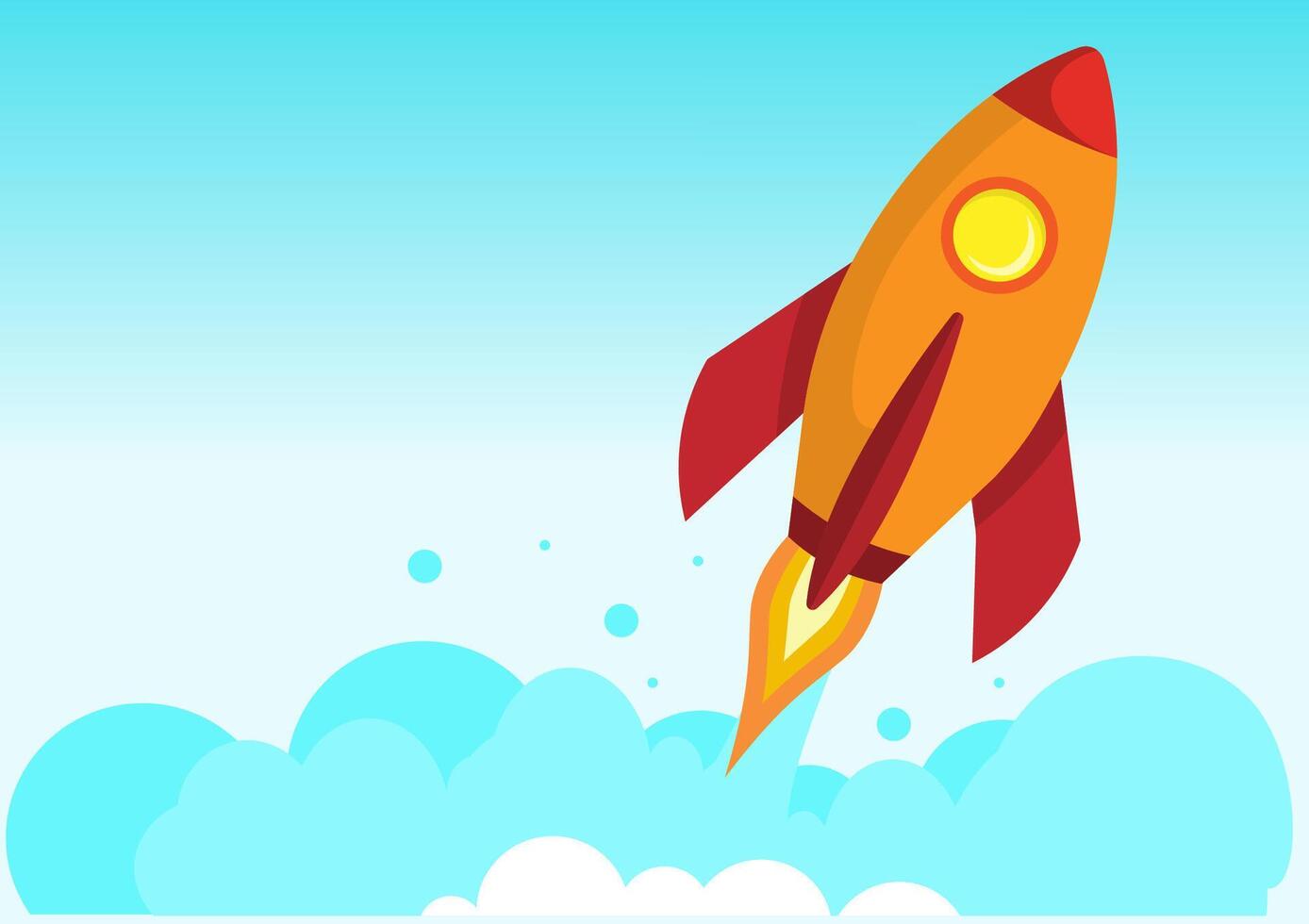 Illustration of a lonely flying rocket for starting a business and success vector