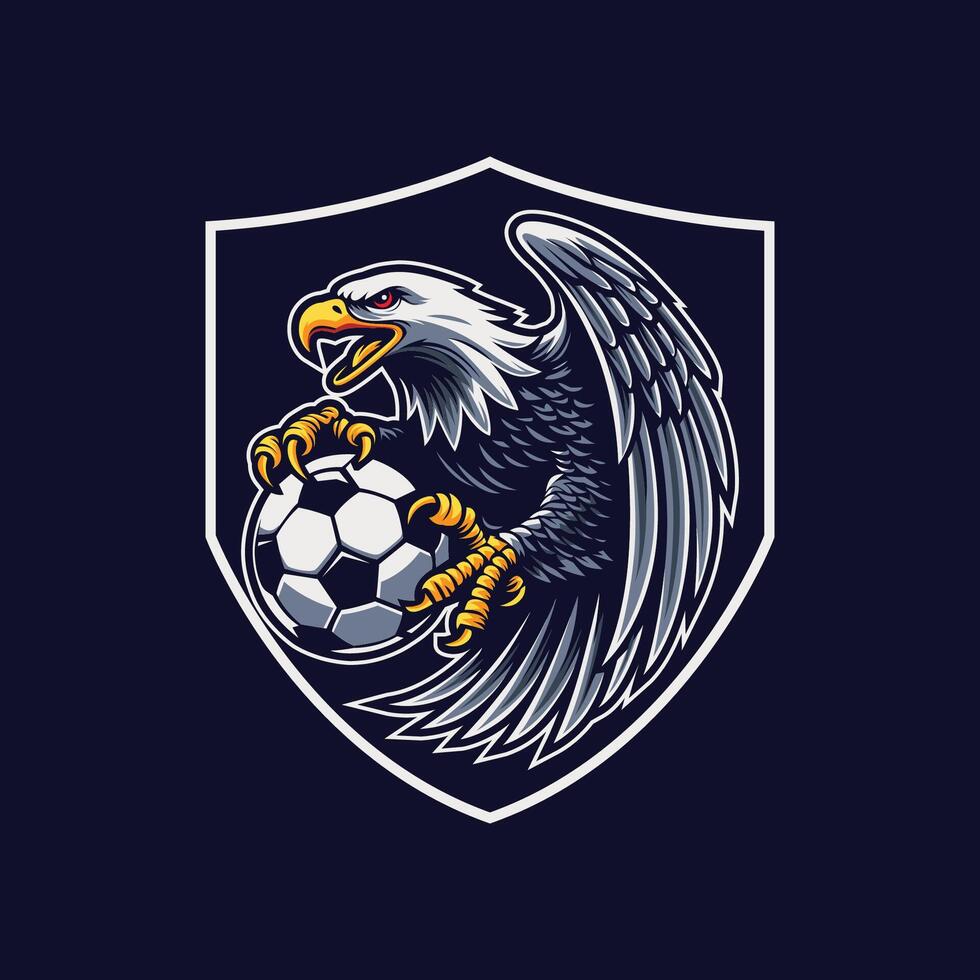 eagle mascot for soccer football logo. eagle gripping ball . modern soccer or football logo for your club or team vector