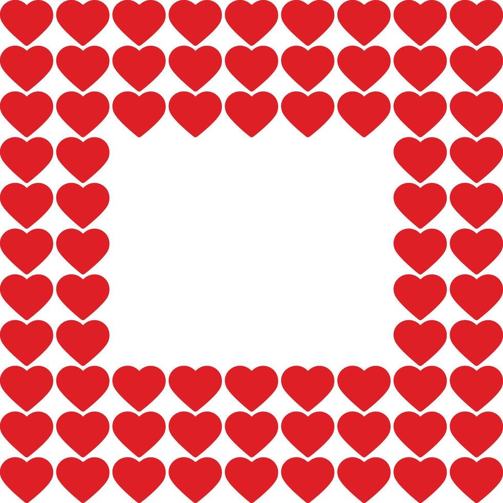 Hearts shape Abstract Square Frame border in monochrome red. Greeting Copy space Template concept. Isolated illustration Valentines Day greeting or invitation cards, web promo leaflets, price vector