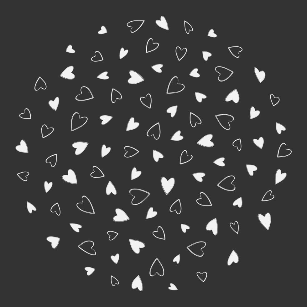 Hand drawn hearts Black and White Circular Background idea. White or Black Day greeting design idea. Isolated illustration Thematic cards, leaflets, greetings, price, label or web promo banner vector