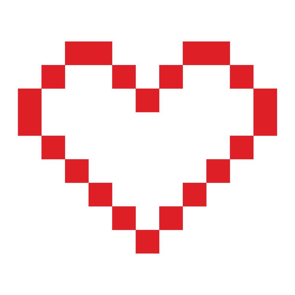Heart shape pixel art Stylized heard icon in trendy minimalism. Valentines Day greeting design idea. Isolated illustration Thematic cards or web promo banner, leaflets, print materials or tags vector