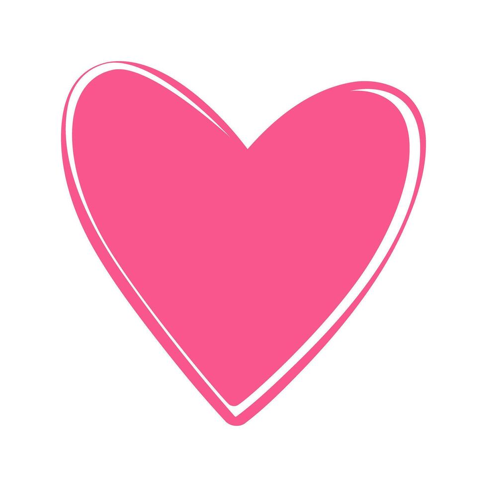 Hand drawn heart shape in trendy soft pink. St Valentines Day greeting cards design element concept. Isolated illustration Thematic cards, leaflets, invitation, price, label or web promo banner vector
