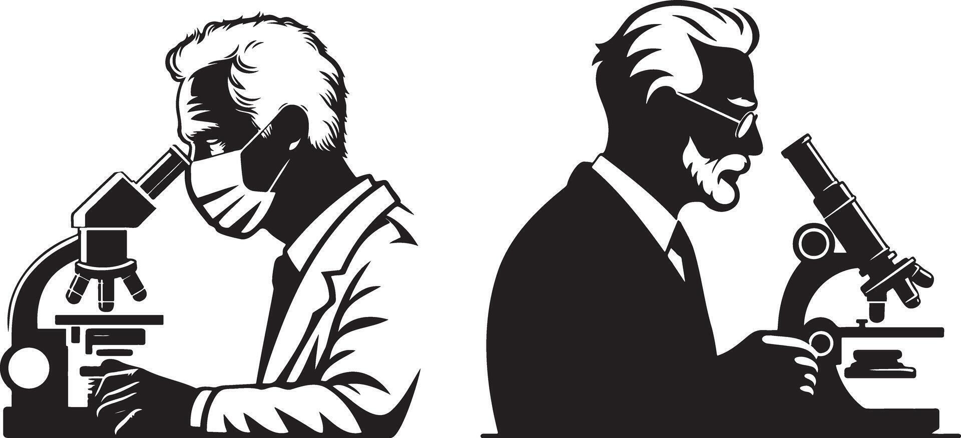 Two Male Aged Scientist Using Ppipette Illustration. vector